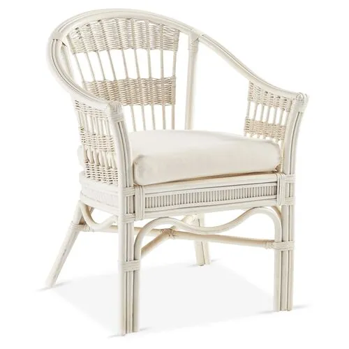 Bermuda Rattan Captains Chair - White - South Sea Rattan