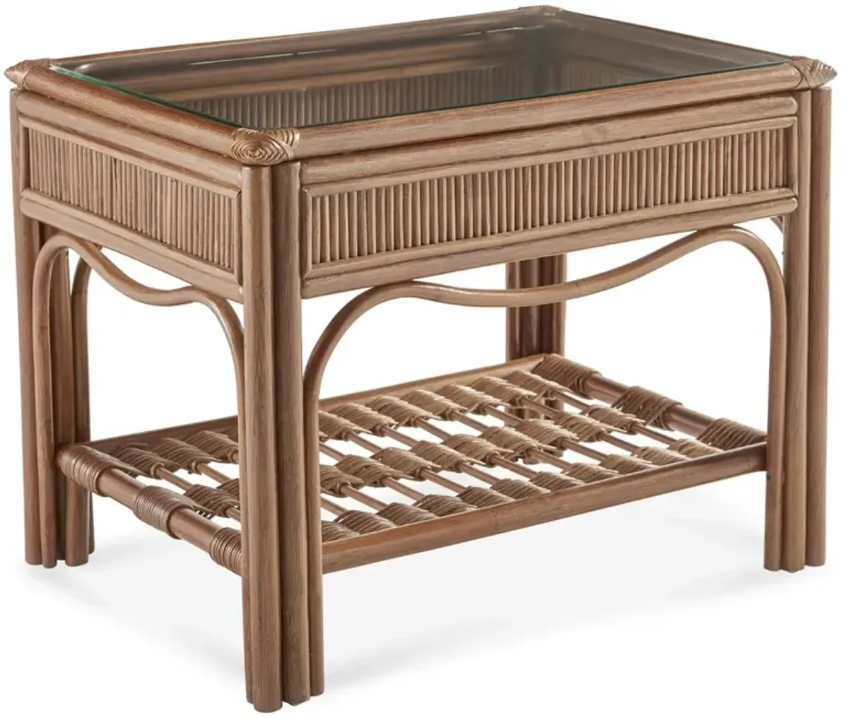 Bermuda Rattan Side Table, Pecan