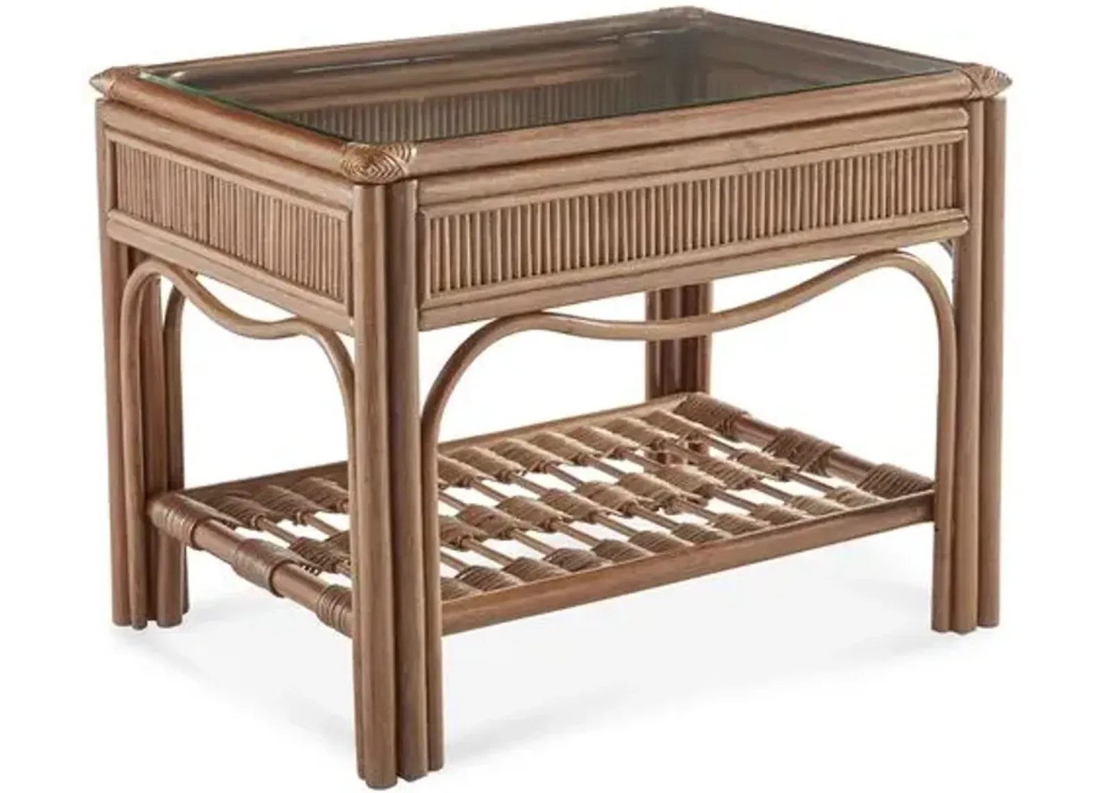 Bermuda Rattan Side Table - Pecan - South Sea Rattan - Brown