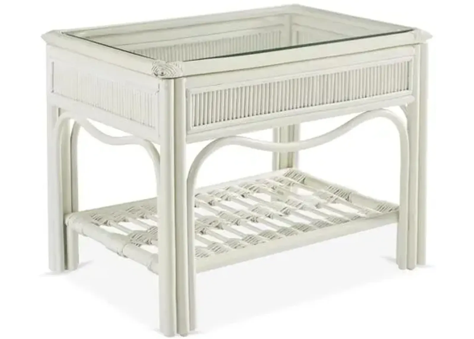 Bermuda Rattan Side Table - White - South Sea Rattan - Clear