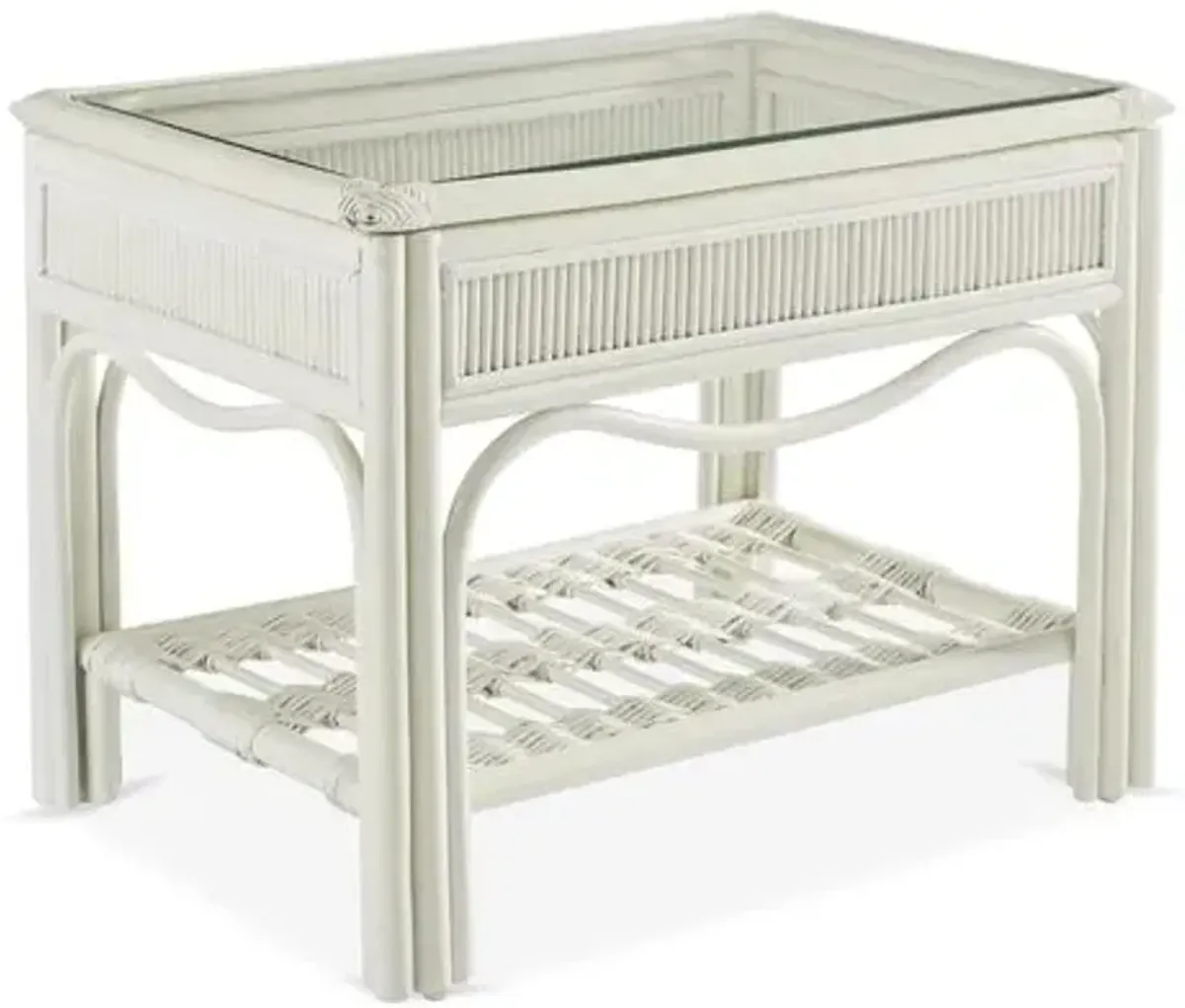 Bermuda Rattan Side Table - White - South Sea Rattan - Clear