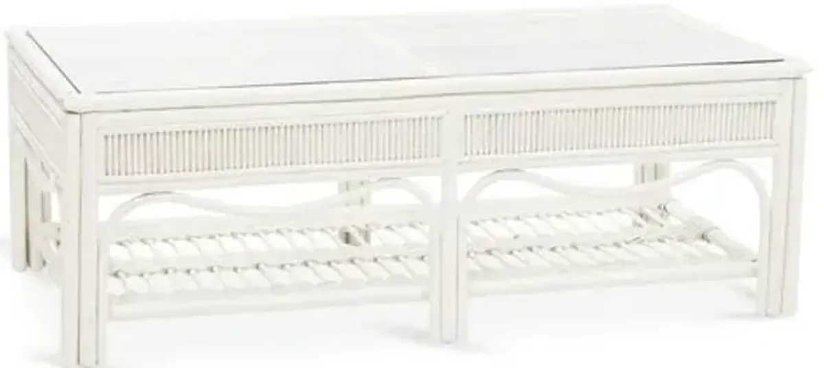 Bermuda Rattan Coffee Table - White - South Sea Rattan - Clear