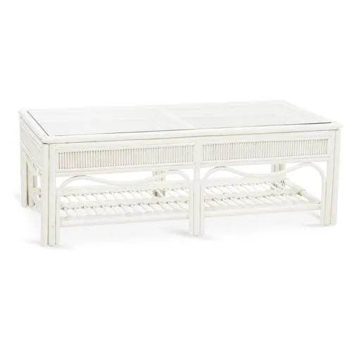 Bermuda Rattan Coffee Table - White - South Sea Rattan - Clear