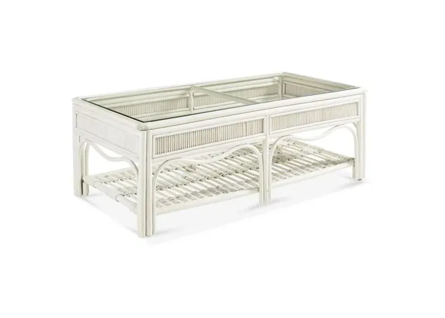 Bermuda Rattan Coffee Table - White - South Sea Rattan - Clear