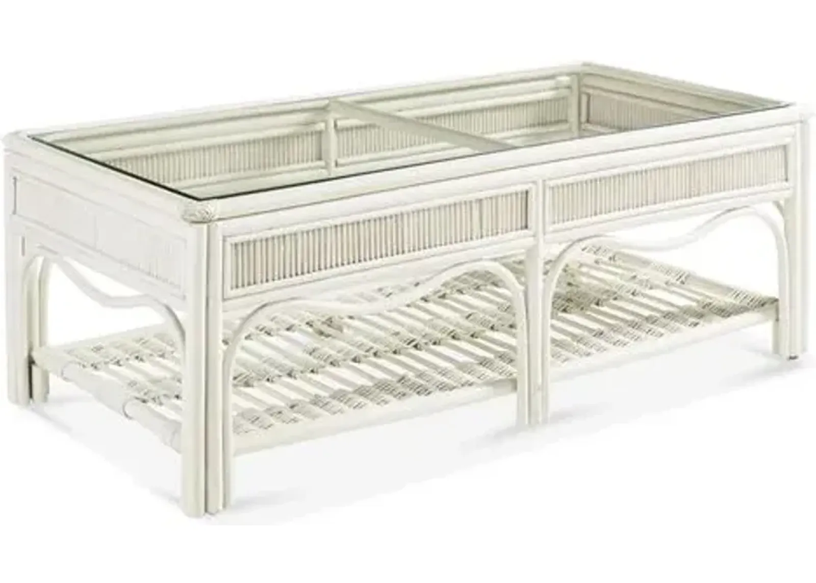 Bermuda Rattan Coffee Table - White - South Sea Rattan - Clear