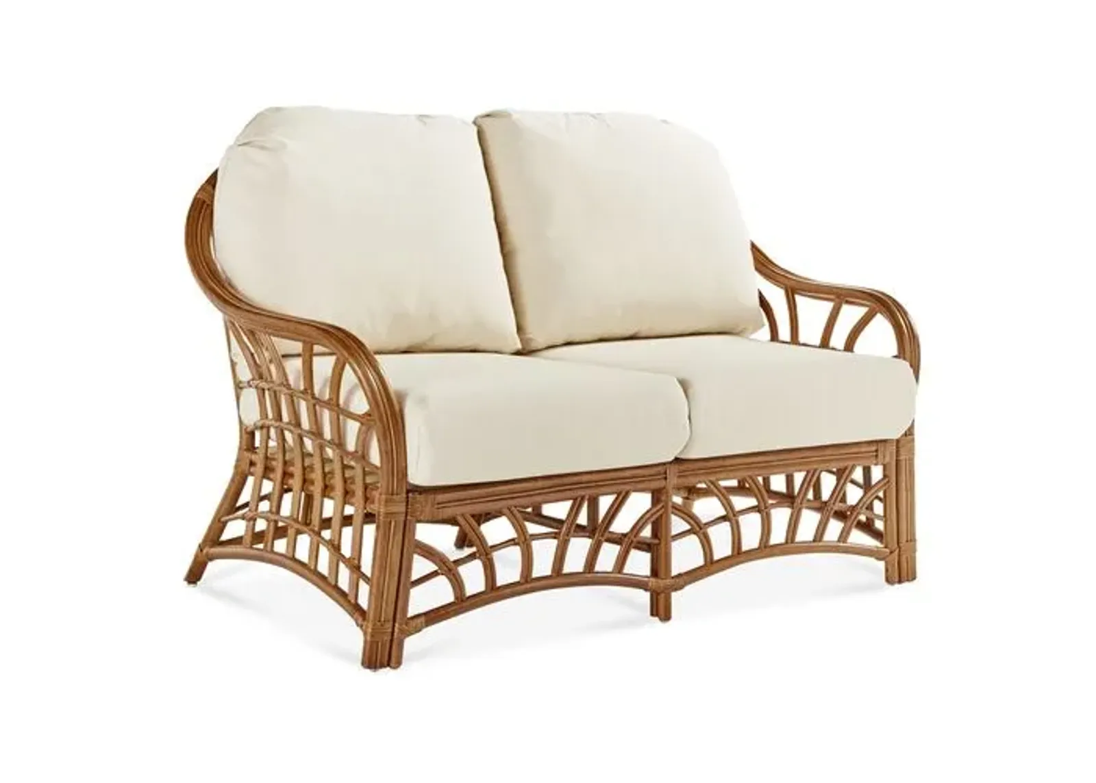 New Kauai Rattan Loveseat - Natural/White - South Sea Rattan