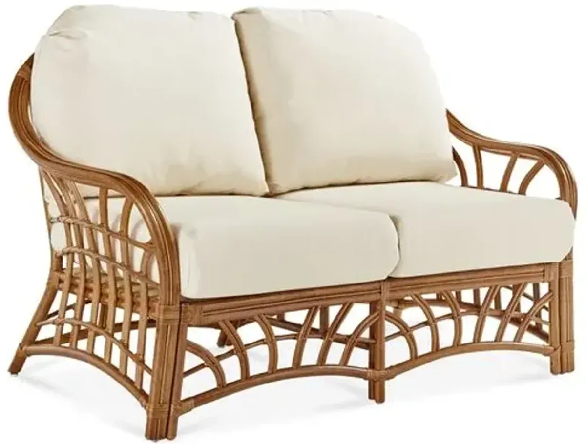 New Kauai Rattan Loveseat - Natural/White - South Sea Rattan