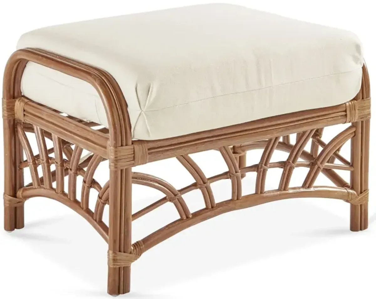 New Kauai Rattan Ottoman, Natural/White