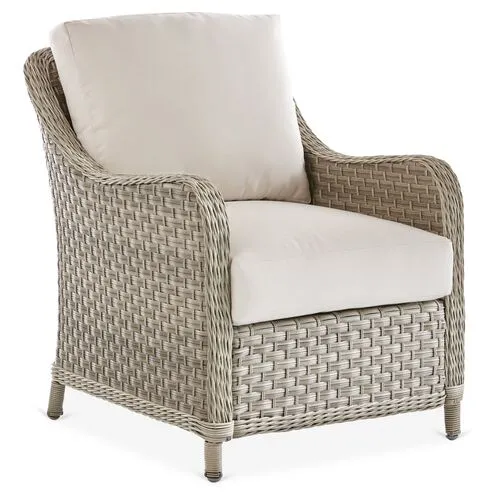 Mayfair Wicker Outdoor Club Chair - Gray/Canvas - South Sea Rattan