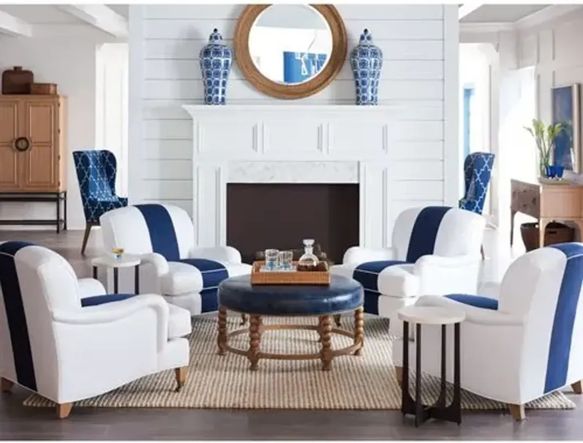 Sydney Club Chair - Navy/White Linen - Barclay Butera