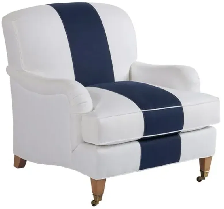 Sydney Club Chair - Navy/White Linen - Barclay Butera