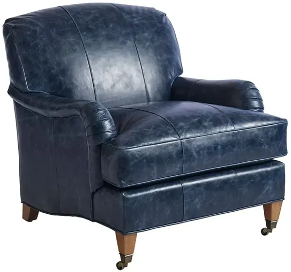 Sydney Club Chair, Blue Leather