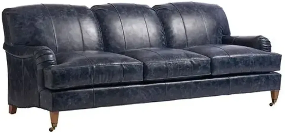 Sydney Sofa - Blue Leather - Barclay Butera