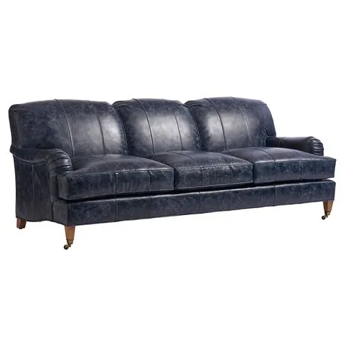 Sydney Sofa - Blue Leather - Barclay Butera