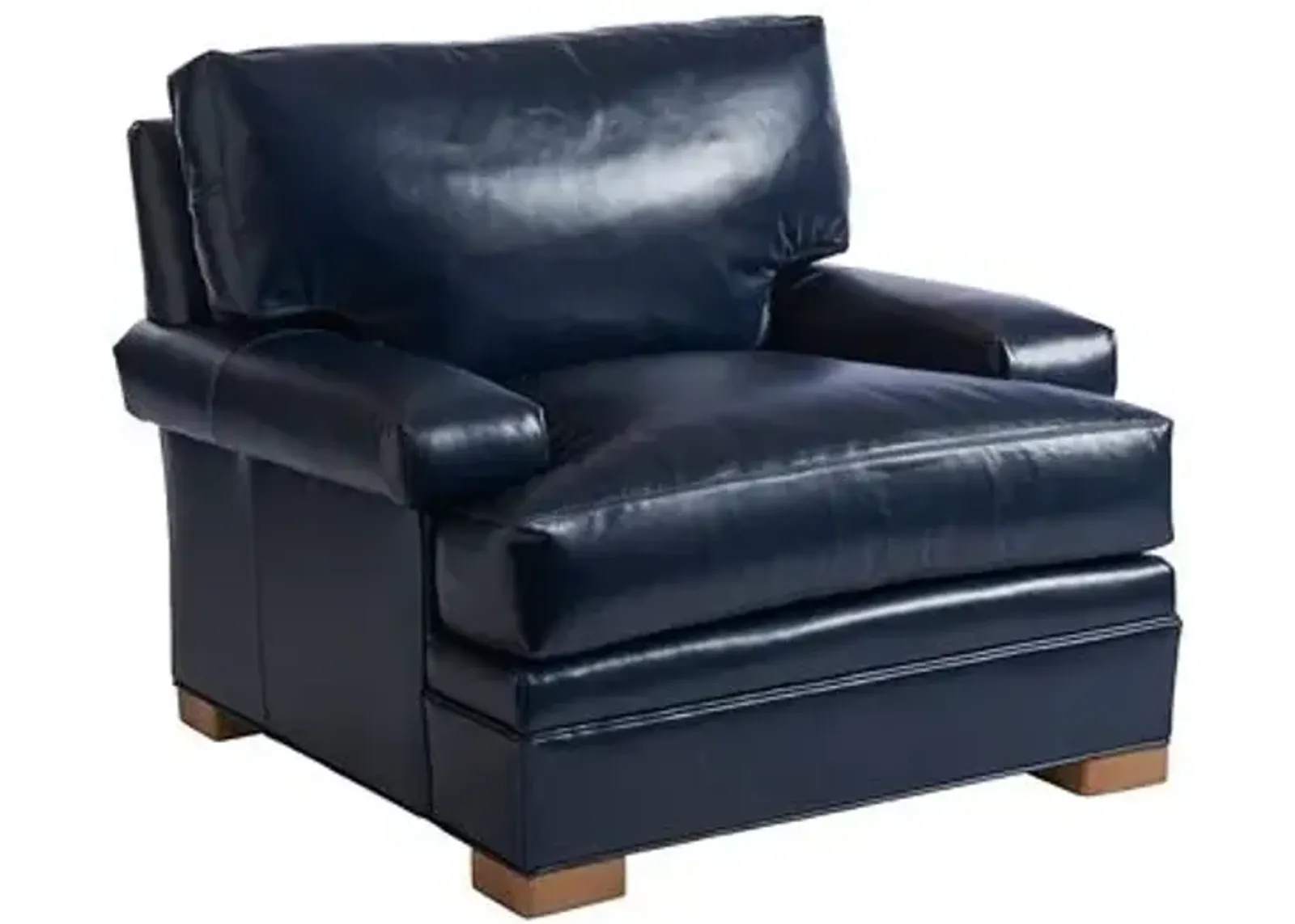 Maxwell Club Chair - Blue Leather - Barclay Butera