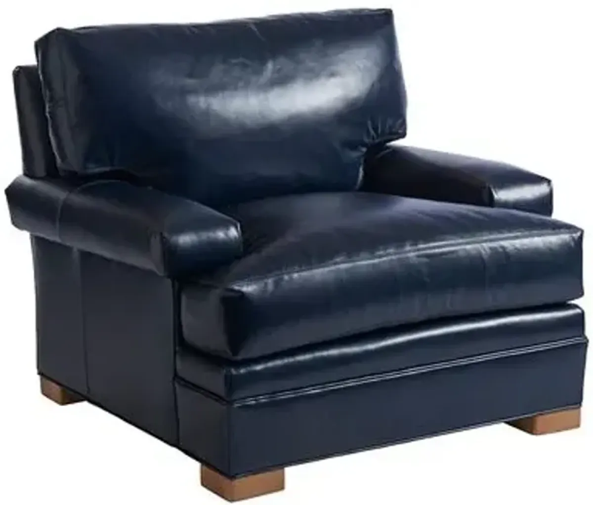 Maxwell Club Chair - Blue Leather - Barclay Butera