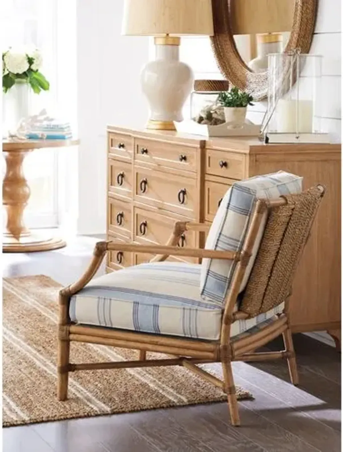 Redondo Accent Chair - Blue Stripe - Barclay Butera, Comfortable, Durable