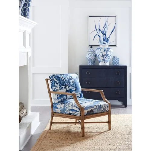 Redondo Accent Chair - Blue Chinoiserie Linen - Barclay Butera, Comfortable, Durable