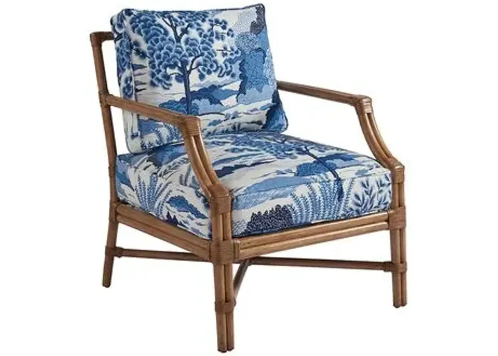 Redondo Accent Chair - Blue Chinoiserie Linen - Barclay Butera, Comfortable, Durable