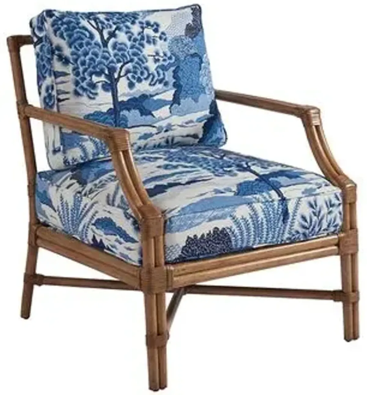 Redondo Accent Chair - Blue Chinoiserie Linen - Barclay Butera, Comfortable, Durable