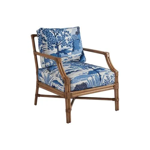 Redondo Accent Chair - Blue Chinoiserie Linen - Barclay Butera, Comfortable, Durable