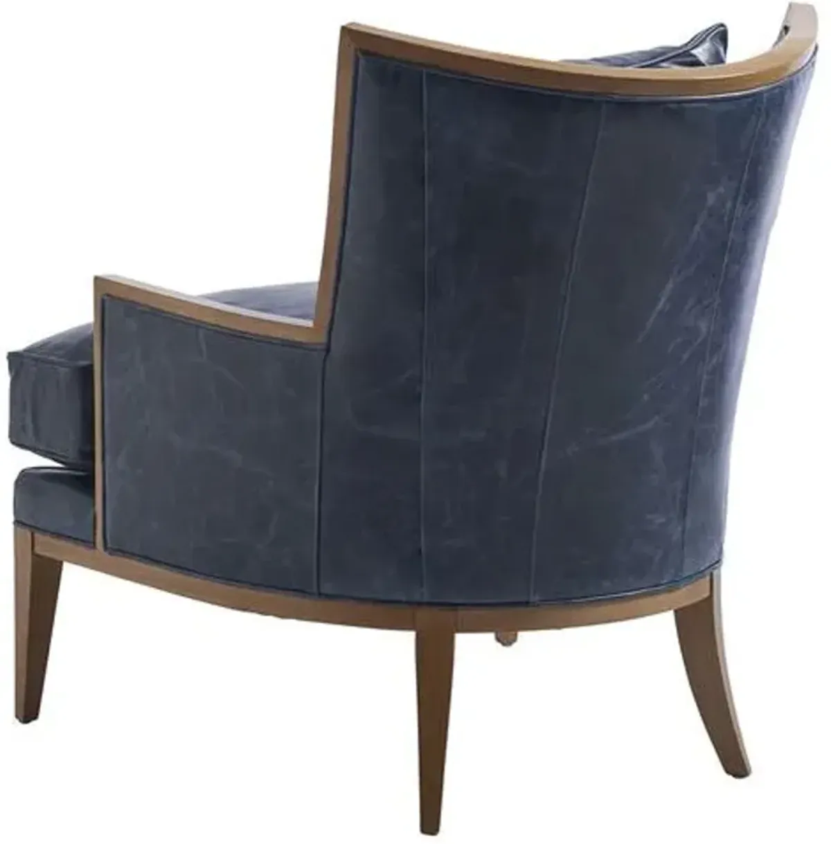 Atwood Accent Chair - Blue Leather - Barclay Butera, Comfortable, Durable