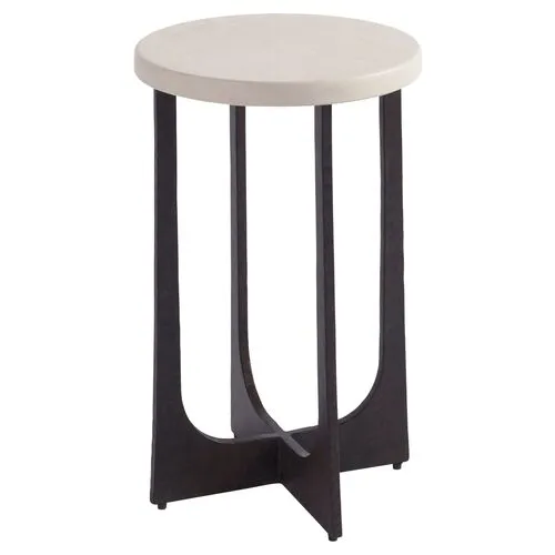 Breakwater Round Side Table - Ivory Cast Stone - Barclay Butera