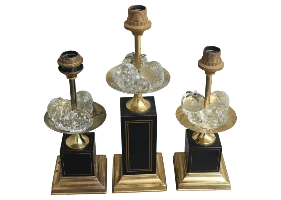 Maison Charles Crystal Fruit Lamps - Set of 3 - Something Vintage