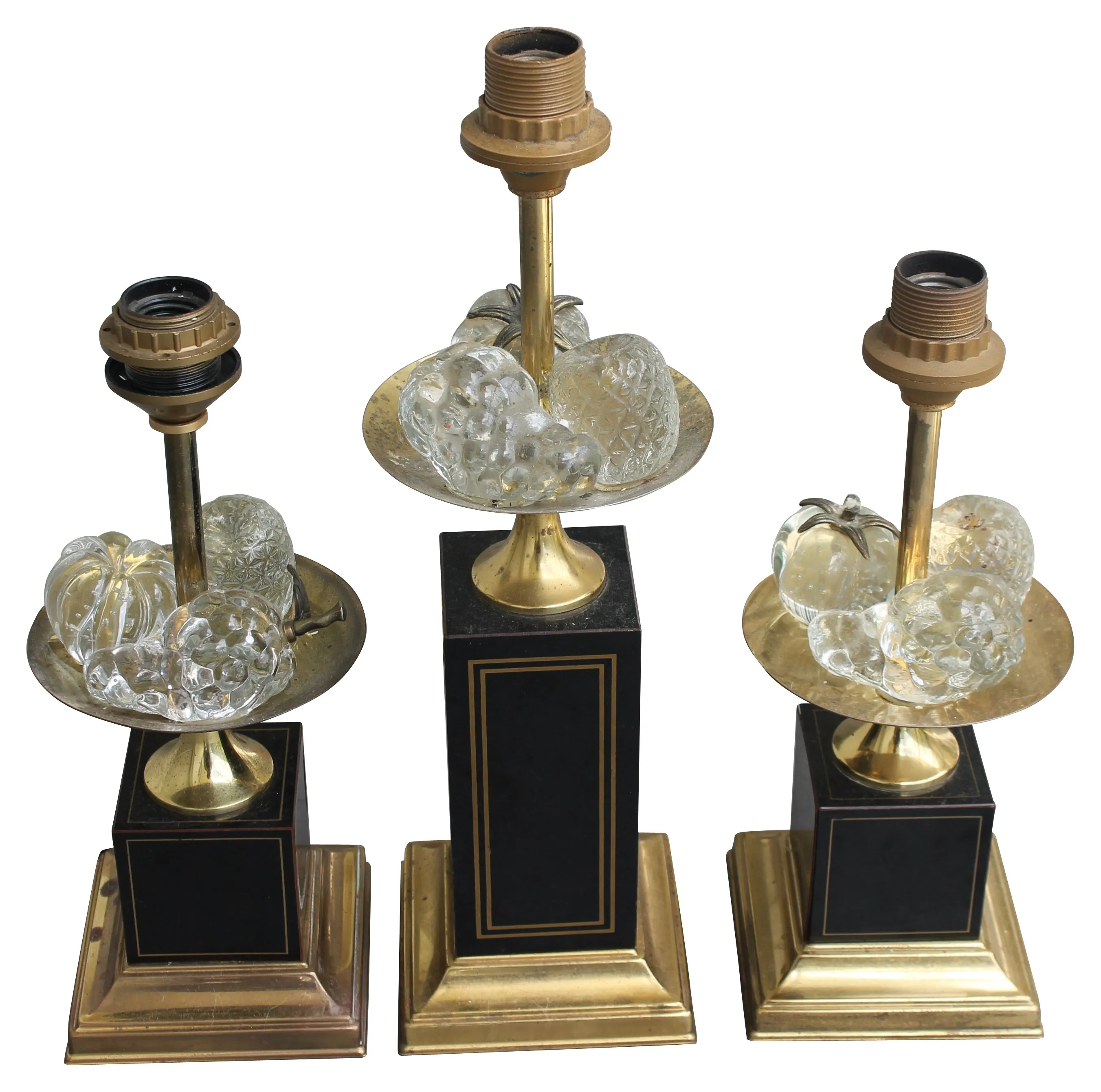 Maison Charles Crystal Fruit Lamps - Set of 3 - Something Vintage