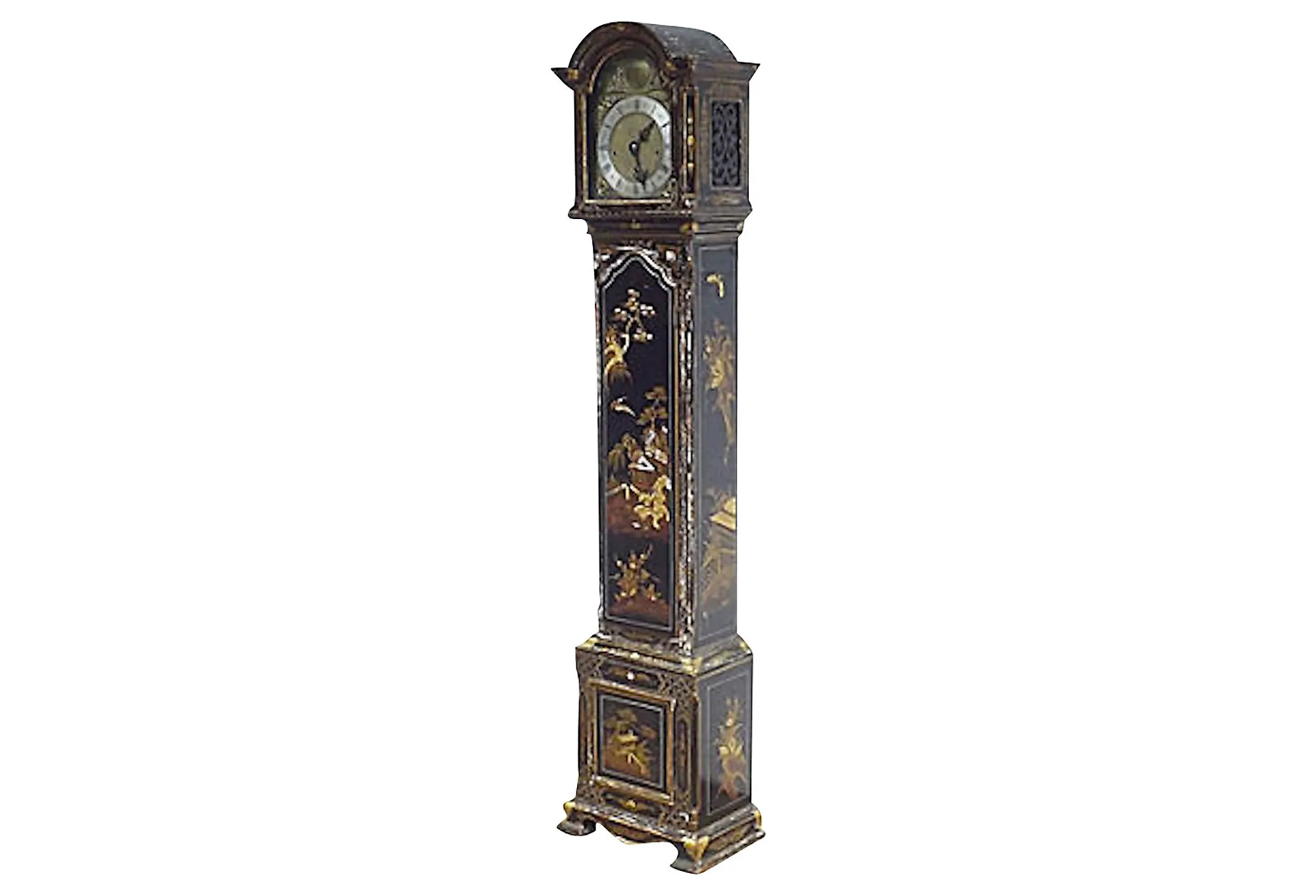 Antique Chinoiserie Grandmother Clock - Vermilion Designs - black