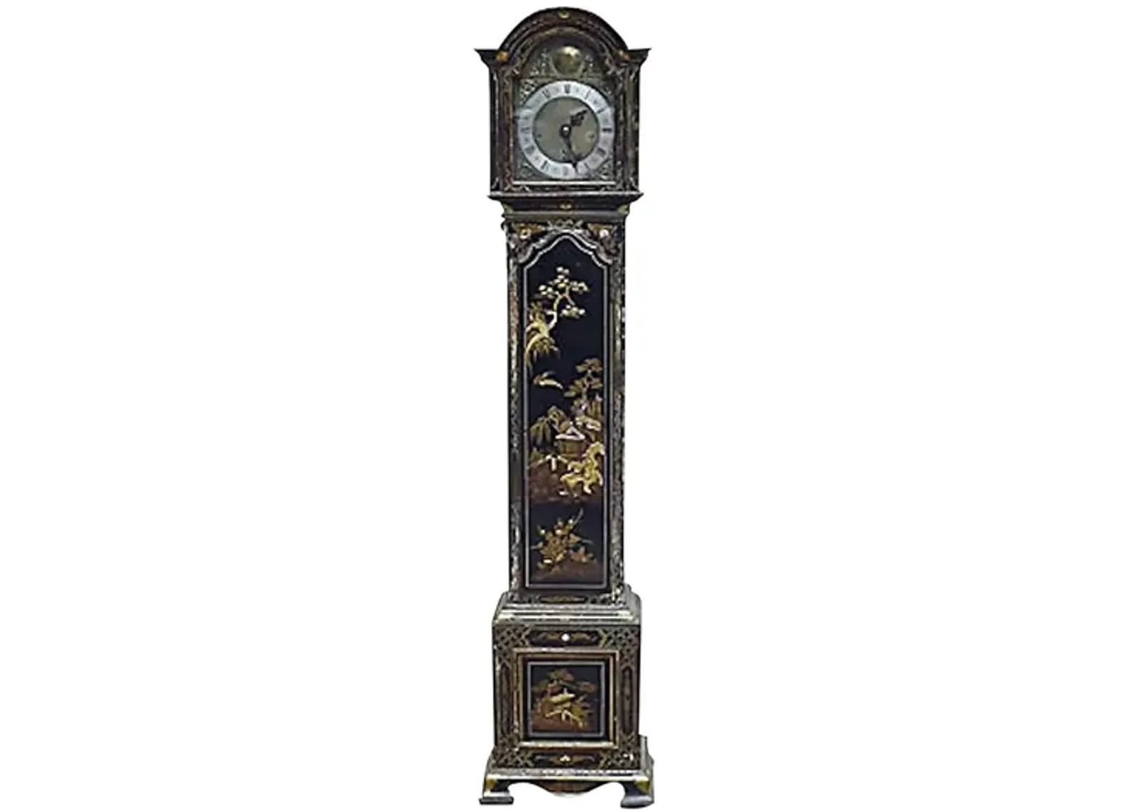 Antique Chinoiserie Grandmother Clock - Vermilion Designs - black