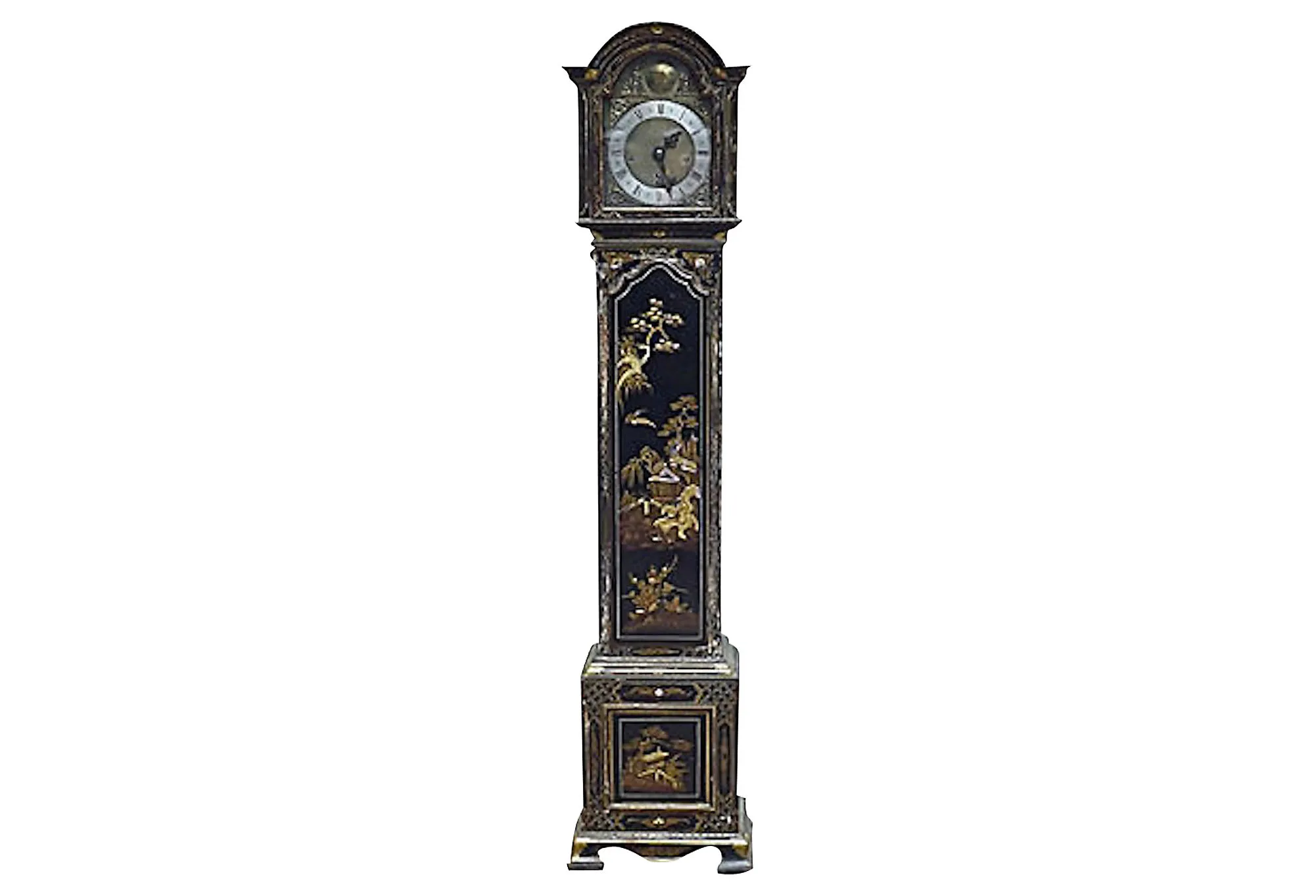 Antique Chinoiserie Grandmother Clock - Vermilion Designs - black