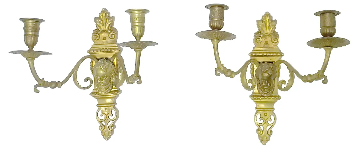 Louis XVI-Style Candle Sconces - Set of 2 - Vermilion Designs - Gold