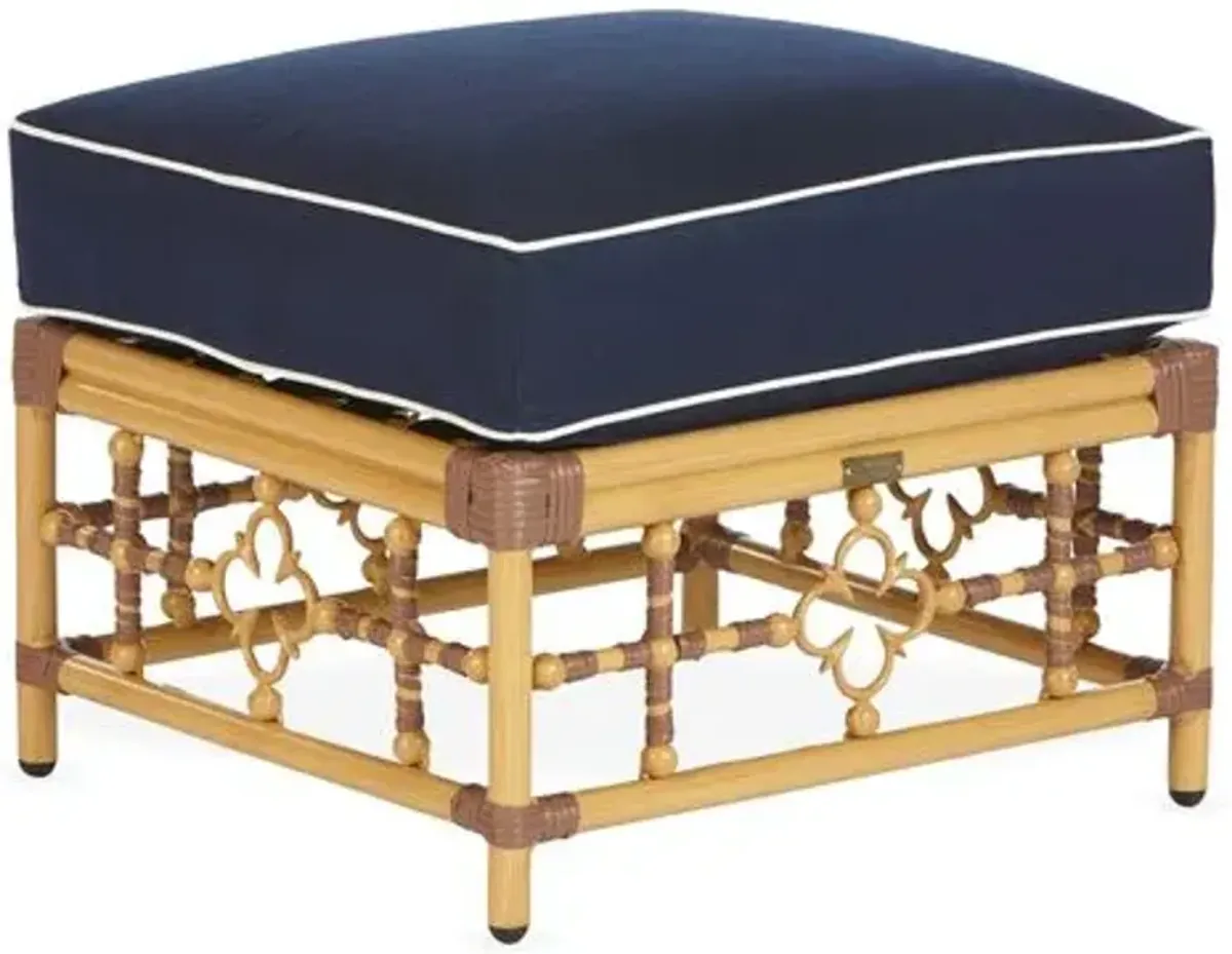 Mimi Outdoor Ottoman - Navy/White Welt - Blue