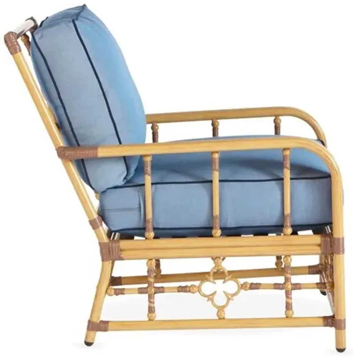 Mimi Outdoor Lounge Chair - Light Blue/Navy Welt