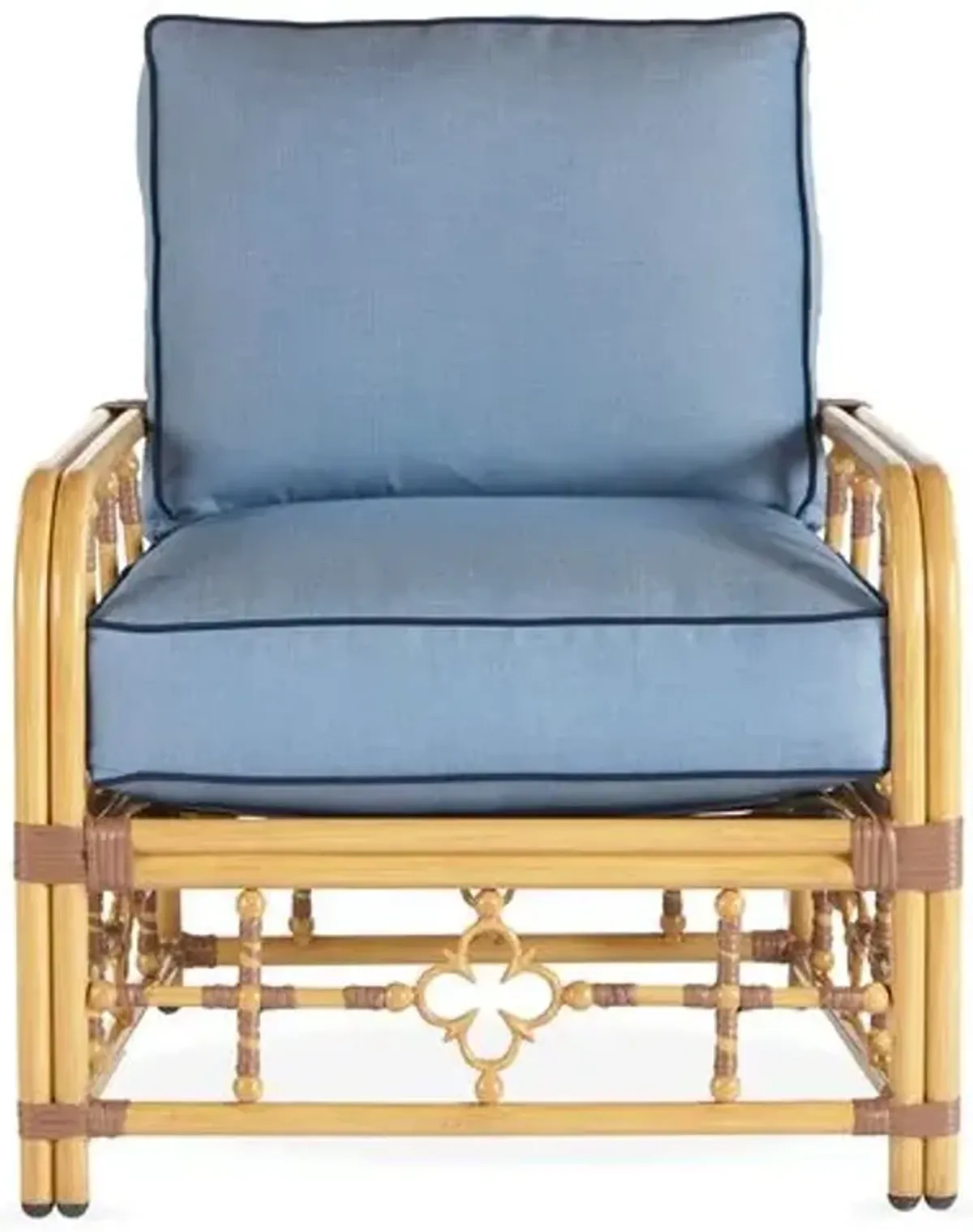 Mimi Outdoor Lounge Chair - Light Blue/Navy Welt