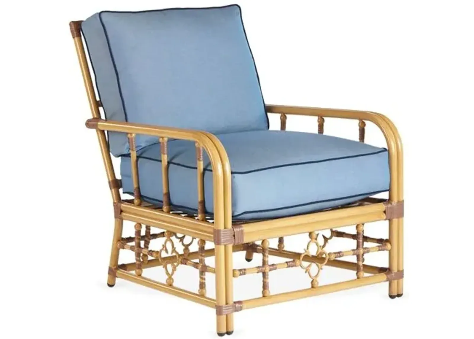 Mimi Outdoor Lounge Chair - Light Blue/Navy Welt