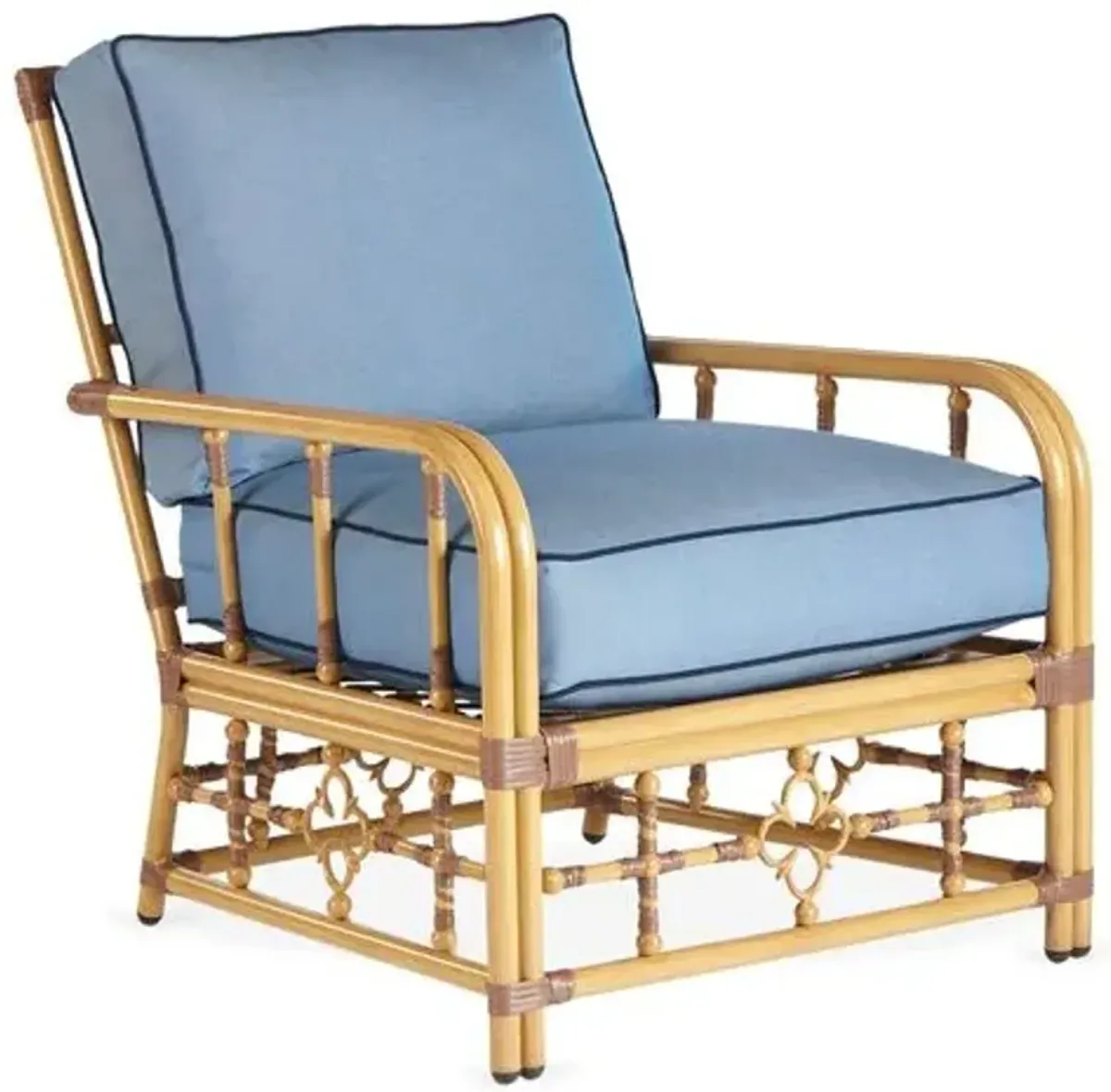 Mimi Outdoor Lounge Chair - Light Blue/Navy Welt