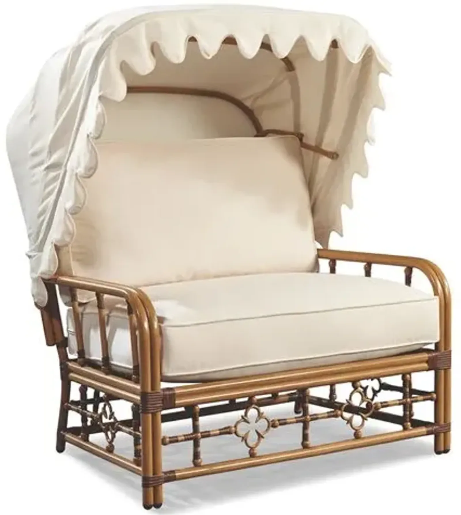 Mimi Outdoor Cuddle Chair & Canopy - Natural Canvas Sunbrella - Handcrafted - Beige