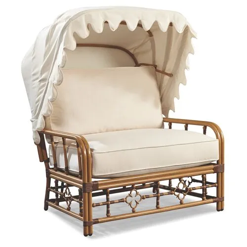 Mimi Outdoor Cuddle Chair & Canopy - Natural Canvas Sunbrella - Handcrafted - Beige