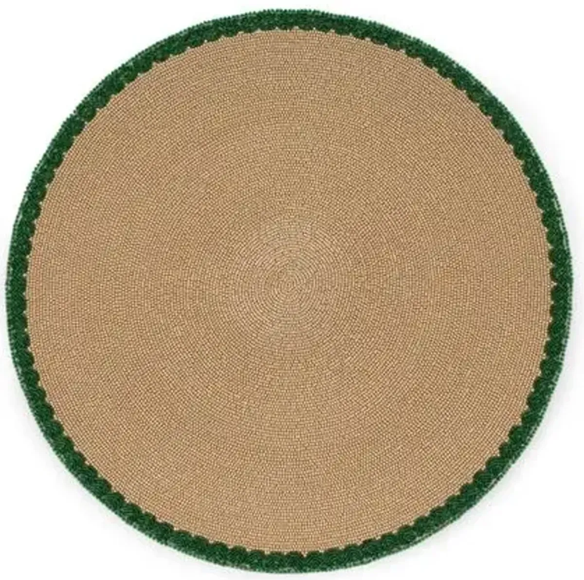 Scalloped-Edge Place Mat - Taupe/Green - Joanna Buchanan