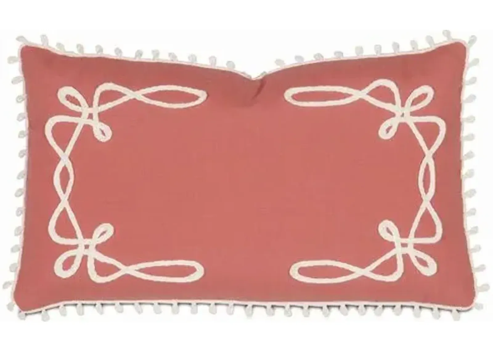 Elise 13x22 Outdoor Lumbar Pillow - Coral/White