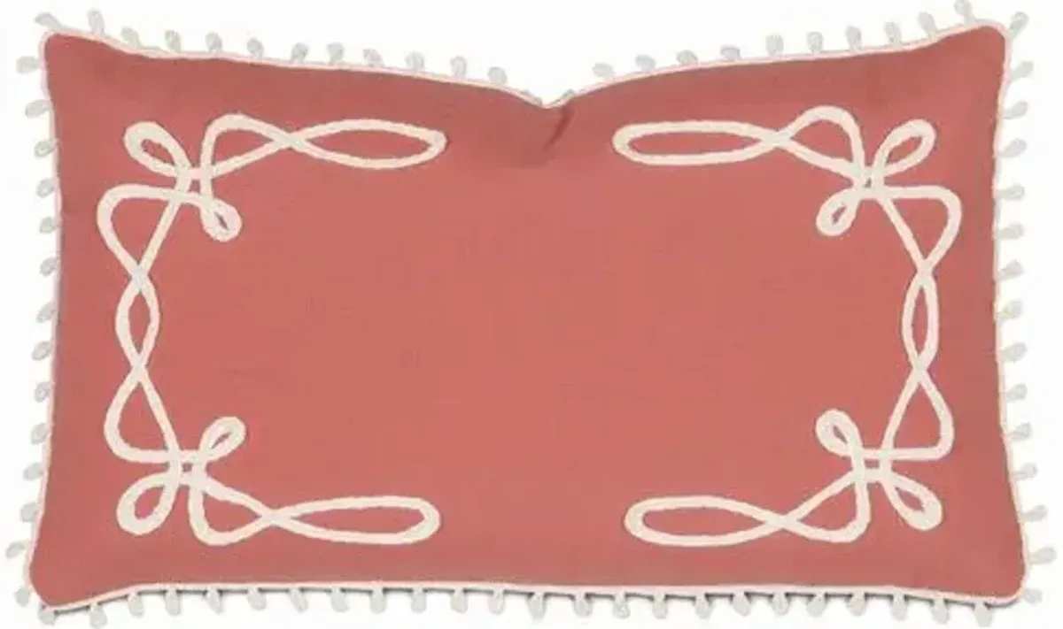 Elise 13x22 Outdoor Lumbar Pillow - Coral/White