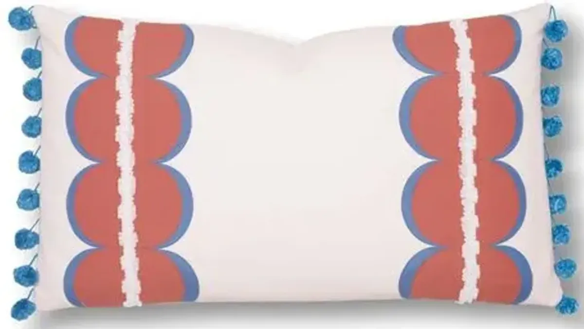 Ellison 13x22 Outdoor Lumbar Pillow - White/Coral