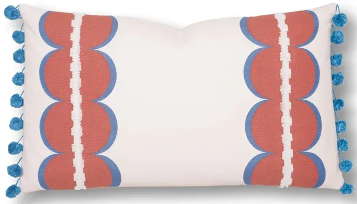 Ellison 13x22 Outdoor Lumbar Pillow, White/Coral