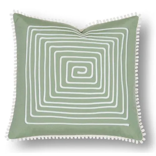 Jen 18x18 Outdoor Pillow - Green/White