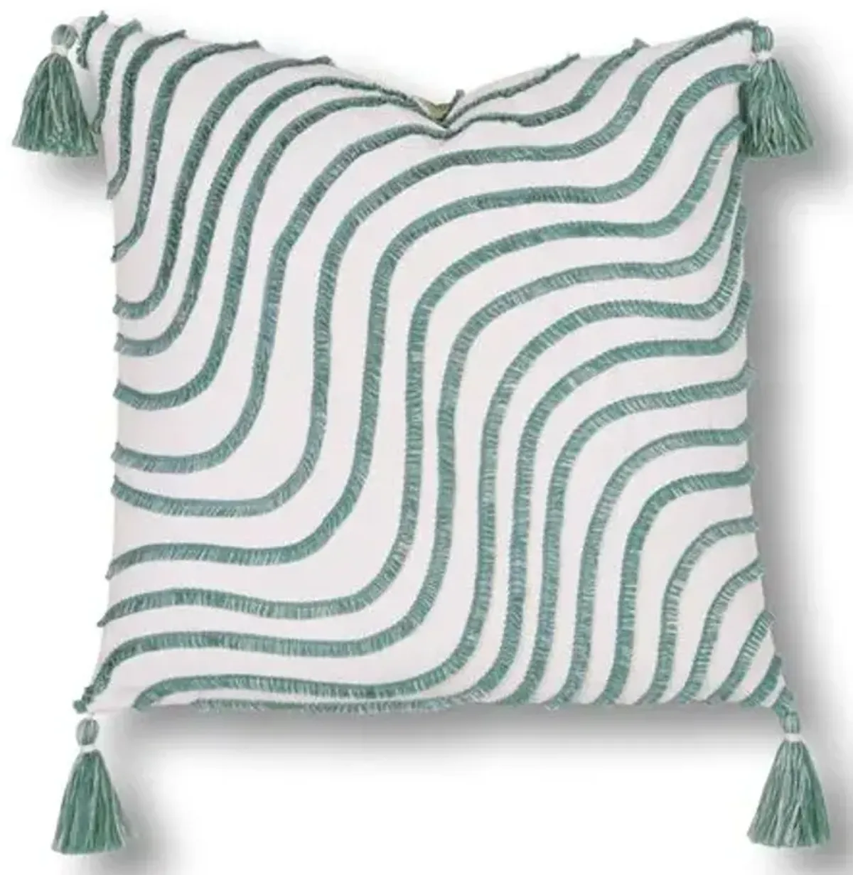 Waves 20x20 Outdoor Pillow - Green/White