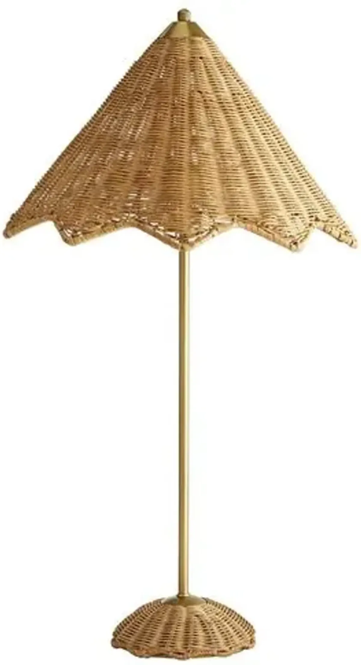 Parasol Rattan Table Lamp - Natural/Antiqued Brass