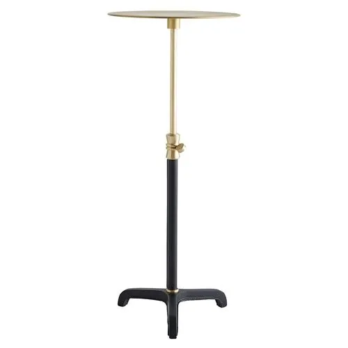 Addison Short Side Table - Indigo Leather - Gold