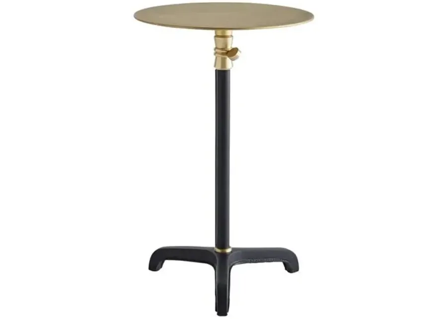 Addison Short Side Table - Indigo Leather - Gold